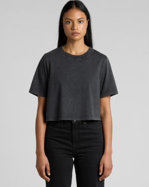 Womens Stone Wash Heavy Crop Tee